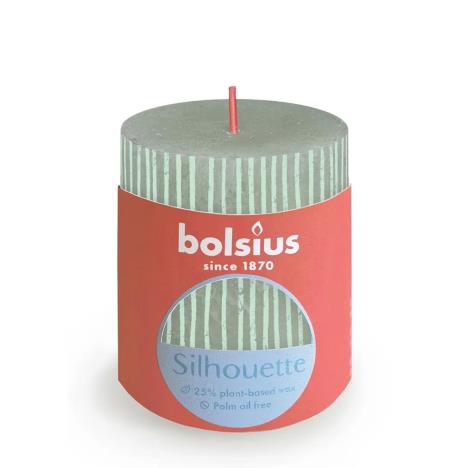 Bolsius Jade Green Rustic Silhouette Pillar Candle  8cm x 7cm  £5.39