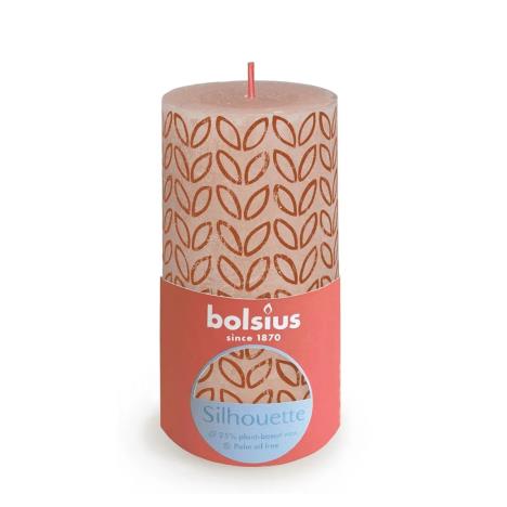 Bolsius Misty Pink Rustic Silhouette Pillar Candle  13cm x 7cm  £7.19