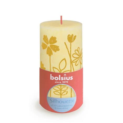 Bolsius Butter Yellow Rustic Silhouette Pillar Candle  13cm x 7cm  £7.19