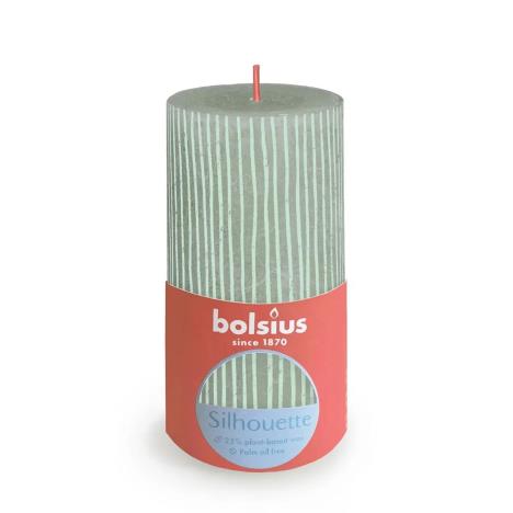 Bolsius Jade Green Rustic Silhouette Pillar Candle  13cm x 7cm  £7.19