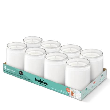 Bolsius Professional White Starlight Glass Candle (Pack of 8)  £18.89