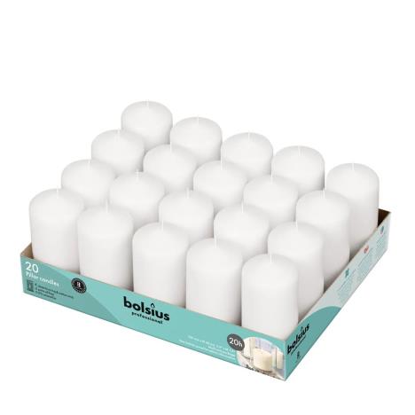 Bolsius White Professional Pillar Candles 10cm x 5cm (Pack of 20)  £24.29