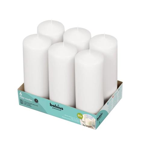 Bolsius White Professional Pillar Candles 20cm x 7cm (Pack of 6)  £25.19