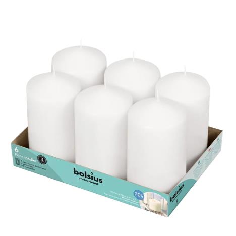 Bolsius White Professional Pillar Candles 15cm x 8cm (Pack of 6)  £23.39