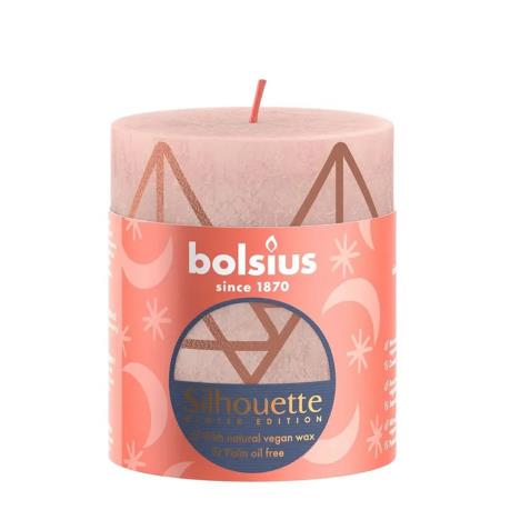 Bolsius Misty Pink Rustic Silhouette Pillar Candle  8cm x 7cm  £5.39