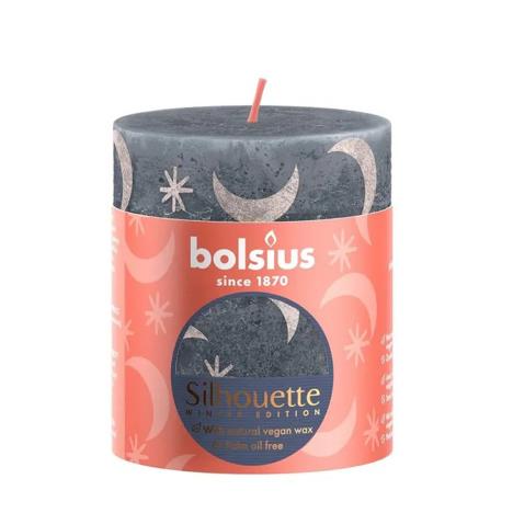 Bolsius Slate Blue Rustic Silhouette Pillar Candle  8cm x 7cm  £5.39