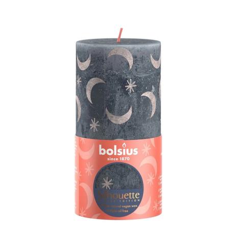 Bolsius Slate Blue Rustic Silhouette Pillar Candle  13cm x 7cm  £7.19