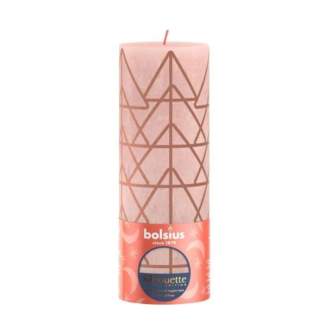 Bolsius Misty Pink Rustic Silhouette Pillar Candle  19cm x 7cm  £9.89