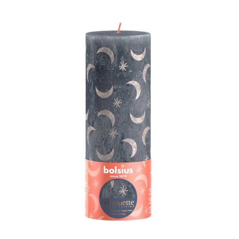 Bolsius Slate Blue Rustic Silhouette Pillar Candle  19cm x 7cm  £9.89