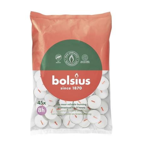 Bolsius White 8 Hour Tealights (Pack of 45)  £8.99