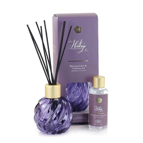 Ashleigh & Burwood Purple Swirling Jewel Reed Diffuser & Blackcurrant & Cedarwood Gift Set  £25.65