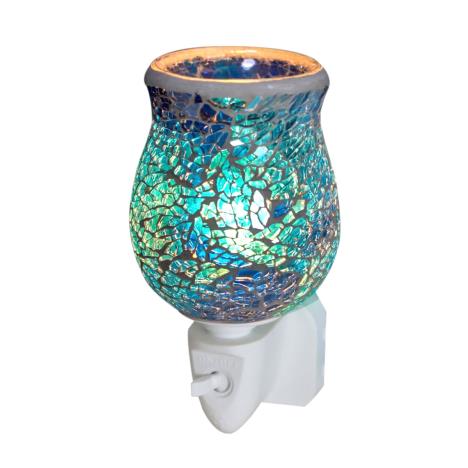 Sense Aroma Aqua Teal Crackle Tulip Mosaic Plug In Wax Melt Warmer  £13.04