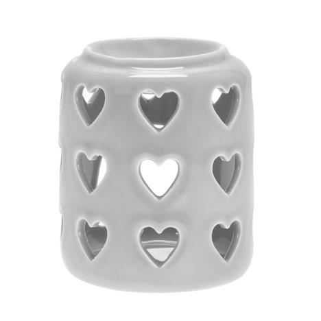 Desire Hearts Grey Ceramic Wax Melt Warmer  £3.29