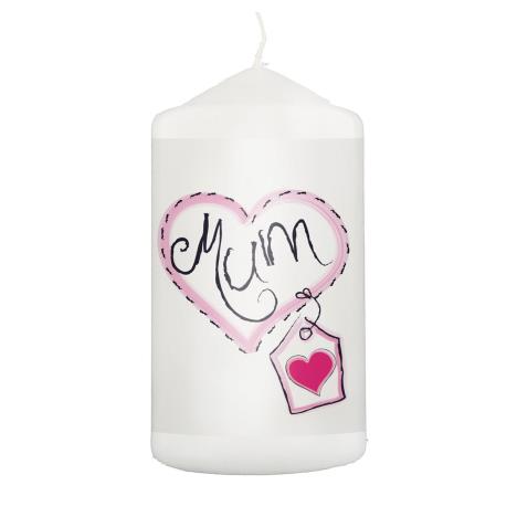 Mum Heart Stitch Pillar Candle  £11.69