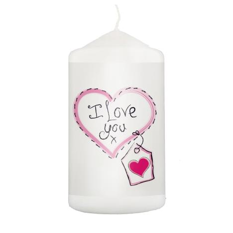 Heart Stitch I Love You Pillar Candle  £11.69