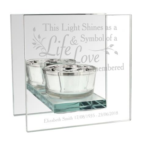 Personalised Life & Love Mirrored Glass Tea Light Candle Holder  £13.49