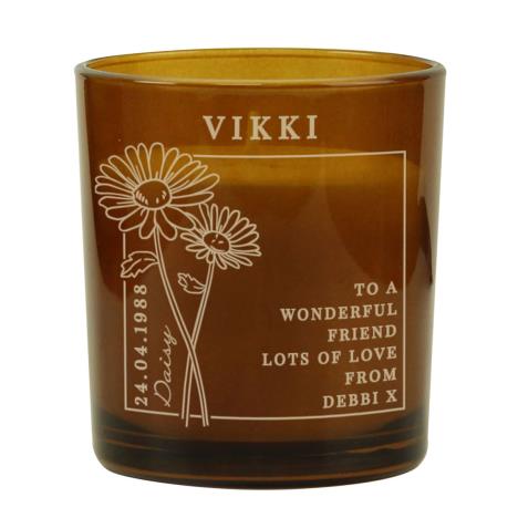 Personalised April Daisy Birth Flower Amber Glass Jar Candle  £8.99