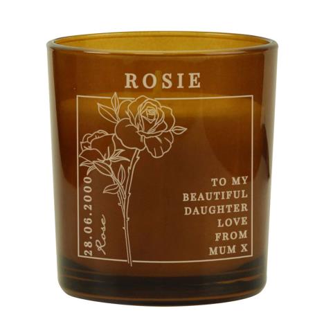 Personalised June Rose Birth Flower Amber Glass Jar Candle  £8.99