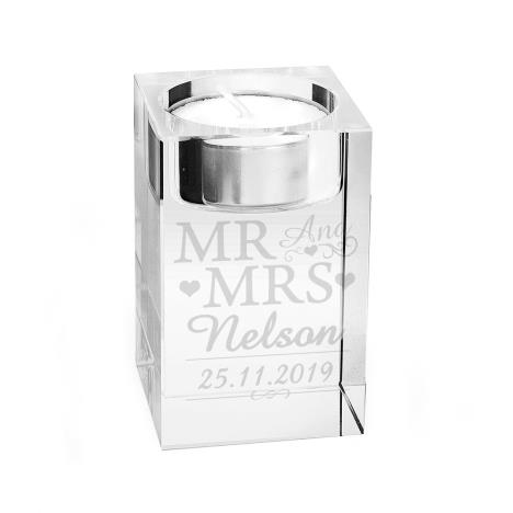 Personalised Mr & Mrs Glass Tea Light Candle Holder  £20.69