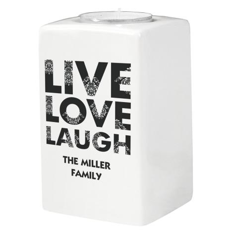 Personalised Live Love Laugh Ceramic Tea Light Candle Holder  £12.59
