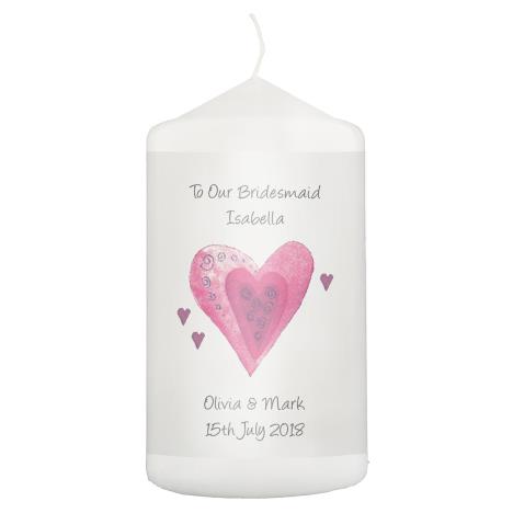 Personalised Hearts Pillar Candle  £11.69