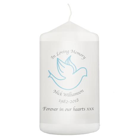 Personalised In Loving Memory Blue Pillar Candle  £11.69