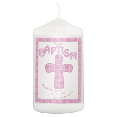Personalised Pink Baptism Pillar Candle  £8.99