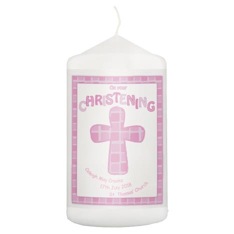 Personalised Pink Christening Pillar Candle  £8.99