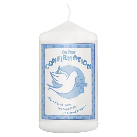 Personalised Confirmation Blue Pillar Candle  £8.99