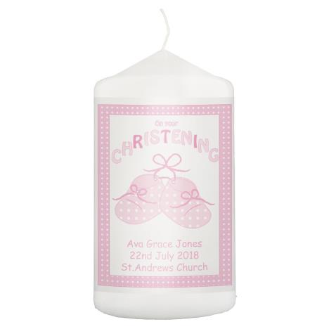 Personalised Bootee Pink Christening Pillar Candle  £8.99