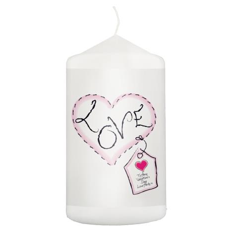 Personalised Heart Stitch Love Pillar Candle  £8.99