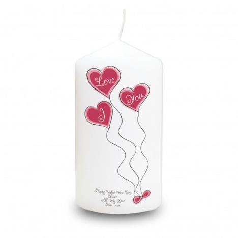 Personalised I Love You Heart Balloons Pillar Candle  £8.99