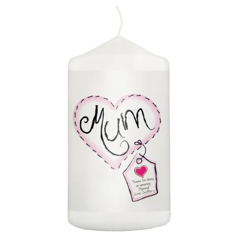 Personalised Heart Stitch Mum Pillar Candle  £8.99