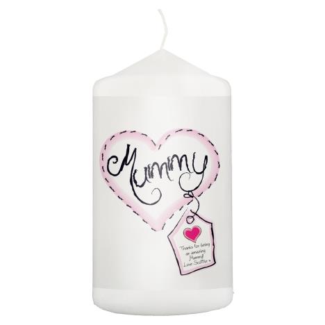 Personalised Heart Stitch Mummy Pillar Candle  £8.99