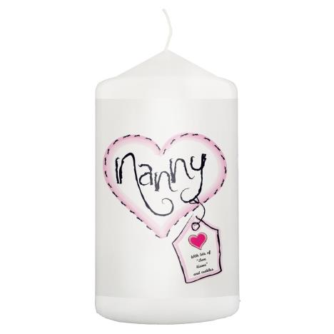 Personalised Heart Stitch Nanny Pillar Candle  £8.99