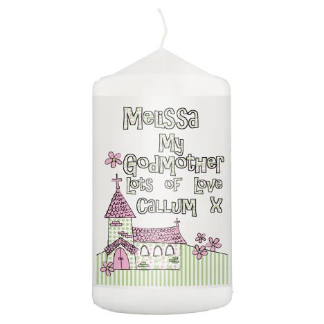 Personalised Whimsical Church Godmother Pillar Candle  £8.99
