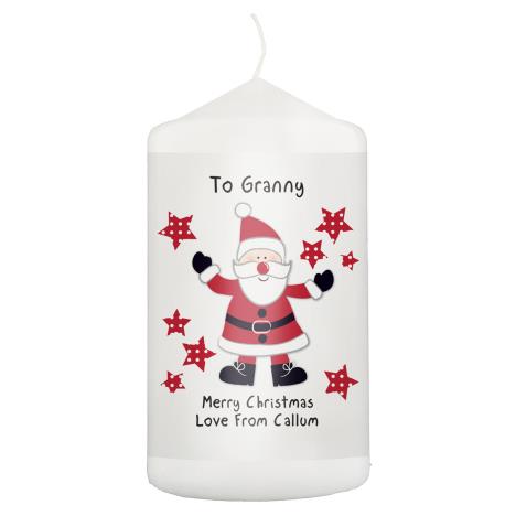 Personalised Spotty Santa Christmas Pillar Candle  £11.69