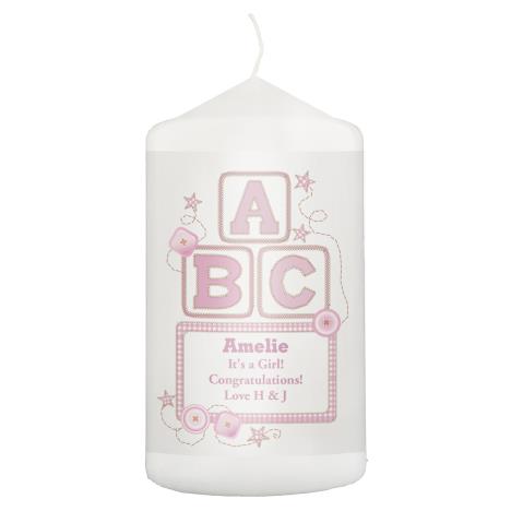Personalised Pink ABC Pillar Candle  £8.99