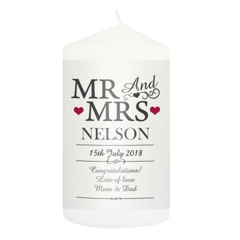 Personalised Mr & Mrs Pillar Candle  £11.69