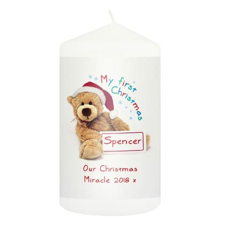 Personalised Teddy 1st Christmas Pillar Candle  £8.99