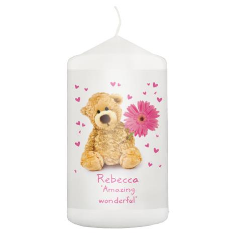 Personalised Teddy Flower Pillar Candle  £8.99