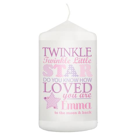 Personalised Twinkle Star Pink Pillar Candle  £8.99
