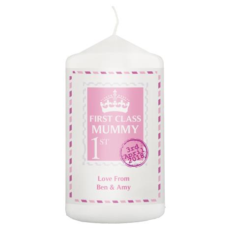 Personalised Pink 1st Class Pillar Candle  £8.99