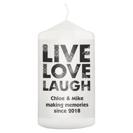 Personalised Live Love Laugh Pillar Candle  £8.99