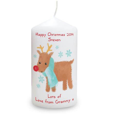 Personalised Felt Stitch Reindeer Pillar Candle  £8.99