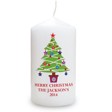 Personalised Merry Christmas Tree Pillar Candle  £8.99