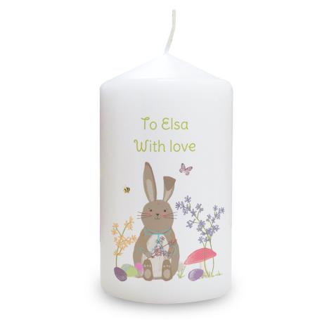 Personalised Easter Meadow Bunny Pillar Candle  £8.99