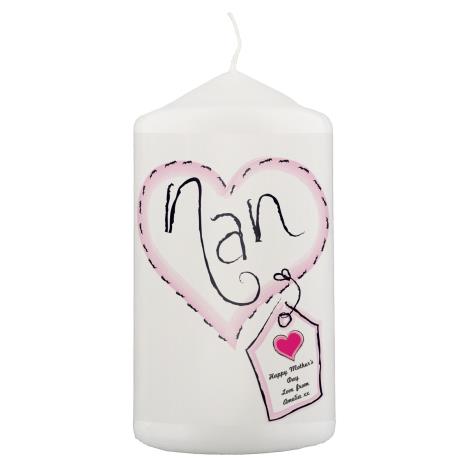 Personalised Heart Stitch Nan Pillar Candle  £8.99