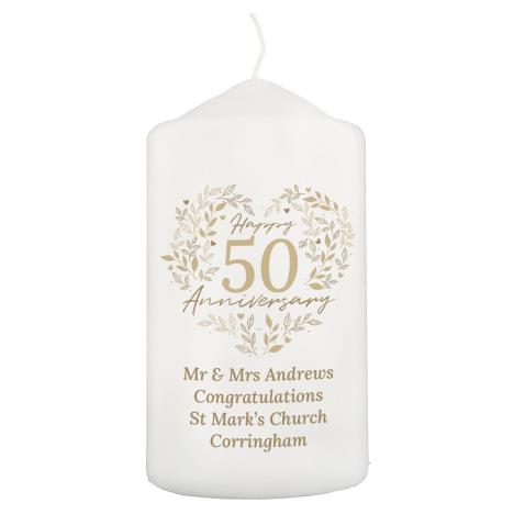 Personalised 50th Golden Wedding Anniversary Pillar Candle  £11.69