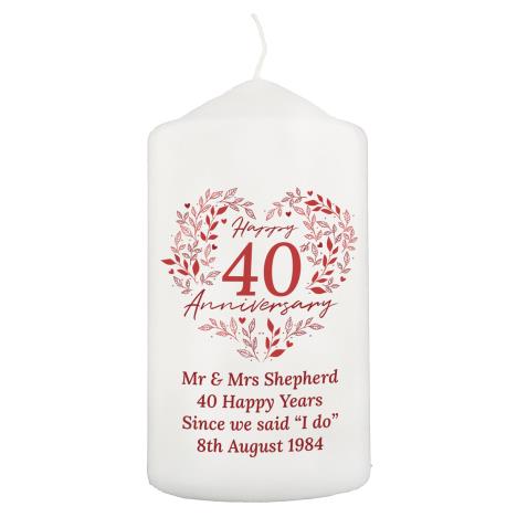 Personalised 40th Ruby Wedding Anniversary Pillar Candle  £11.69